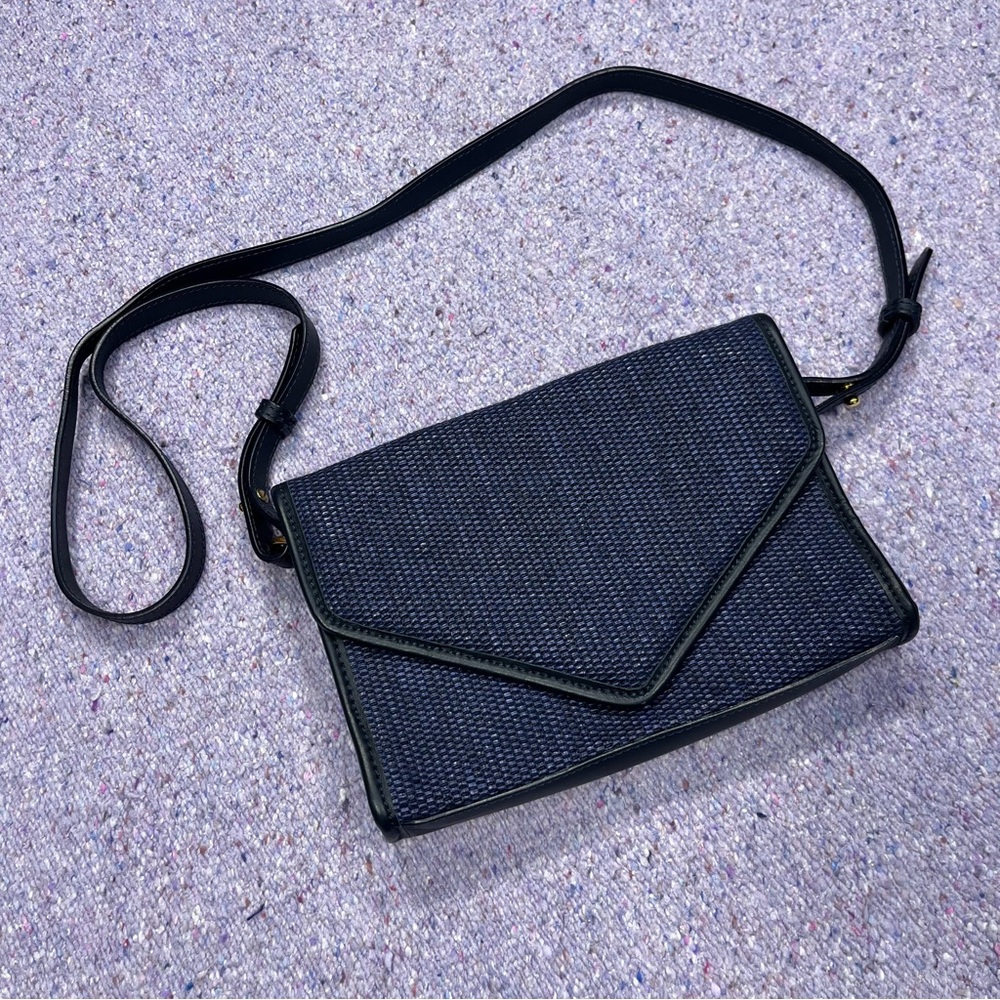 Ann Mashburn Blue Woven Crossbody Envelope Bag